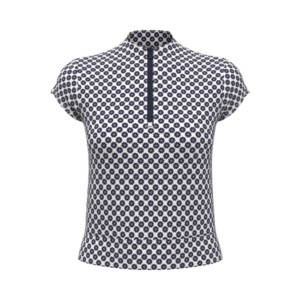 PGA Tour Kinetic Floral Print Cap Sleeve Golf Shirt- WHITE