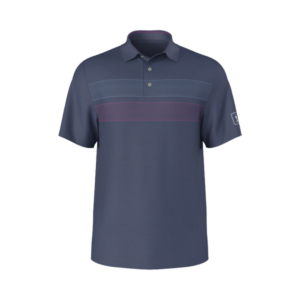 PGA Tour Motion Chest Stripe Print Polo Shirt - PEACOAT