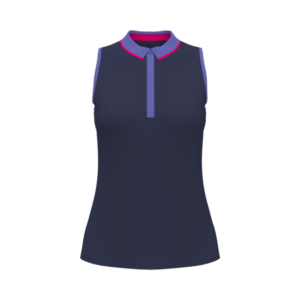 PGA Tour Color Block Sleeveless Golf Polo Shirt- PEACOAT