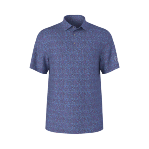 PGA Tour All-Over Micro Floral Print Polo Shirt - PEACOAT